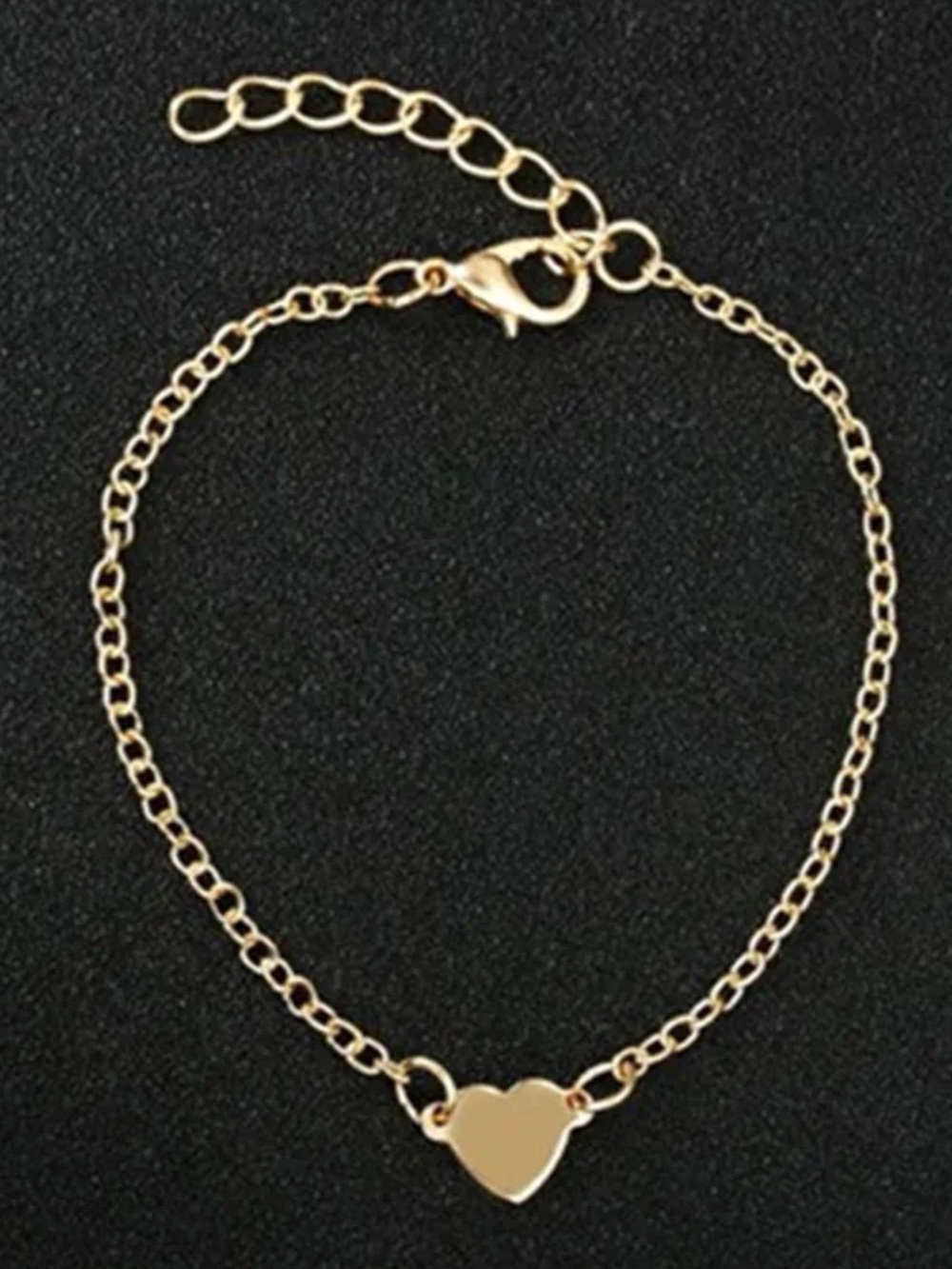 Gold Heart Pendant Bracelet - Women's Delicate Chain
